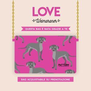 Pink Crossbody Wiemaraner Purse w/ Gold Chain